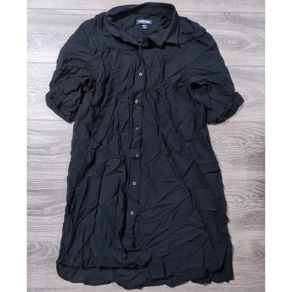 Swim Cover Up Womens Medium Tall 10-12 Button Up High Quality Black Sheer Shirt